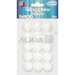 Kulki styropianowe brokatowe KSB-1629 perłowe 30mm. op 15 szt /  kulka 3cm , bombka 3cm